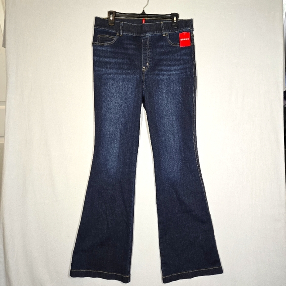 NWT SPANX Dark Midnight Blue Boot Cut Jeans XL - Picture 1 of 14